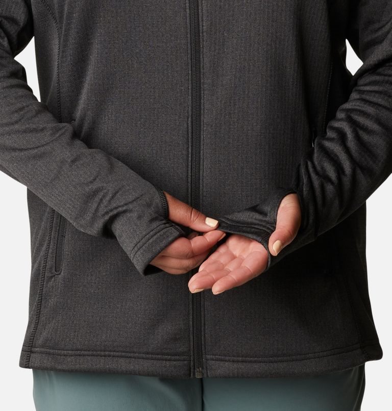 Women's Columbia Park View Grid Full Zip Fleece Sweatshirts Black | Plus Size CA-B6LC4